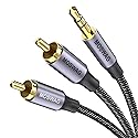 MOSWAG 1/8 to 2RCA Male Cable Audio Adapter 6.6ft/2M RCA Auxiliary Hi-Fi Sound Shielded Stereo Flexible RCA Y Splitter Cable Cord Metal Shell