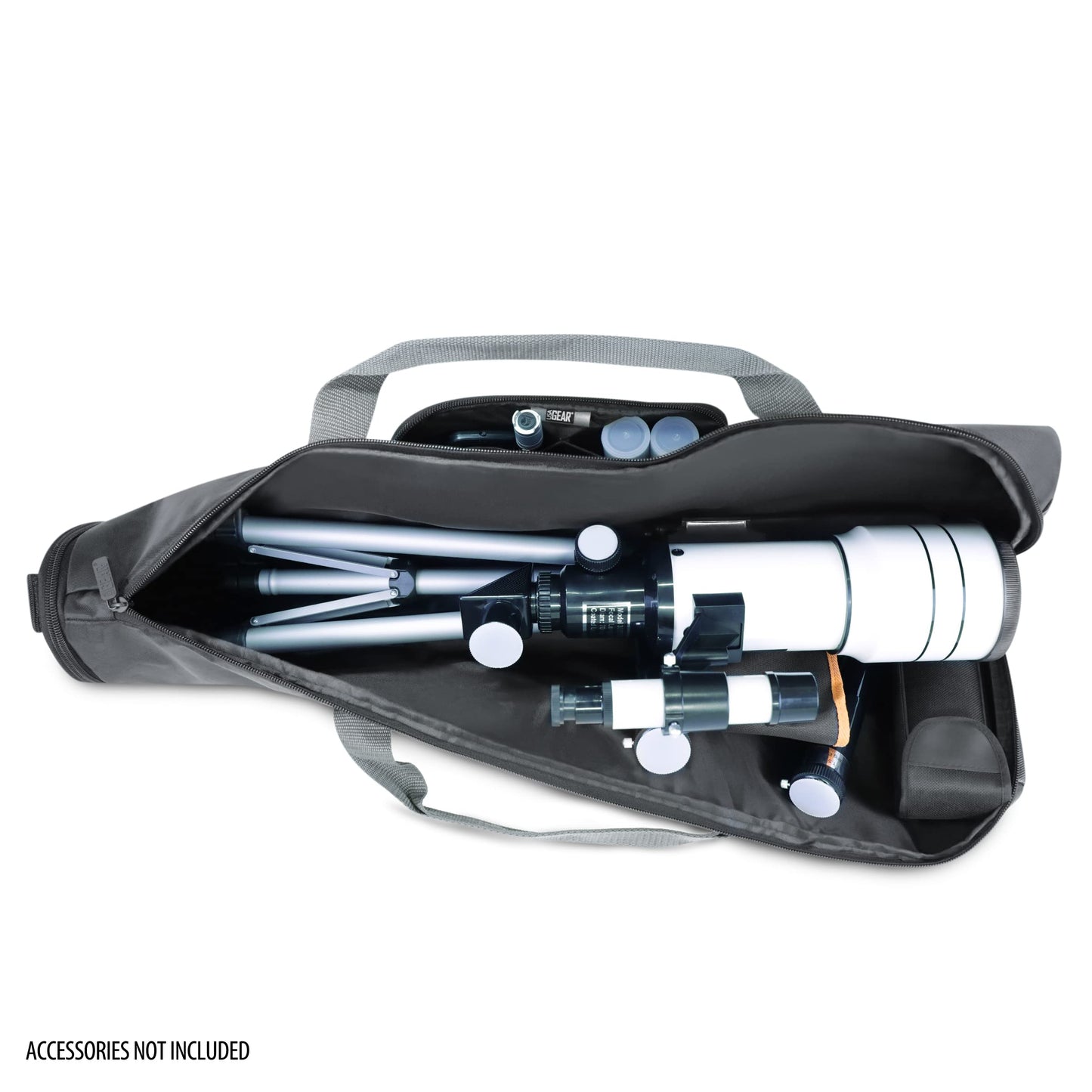 USA Gear Refractor Telescope Case - Holds Telescopes/Tripod 21 to 35 inches - Adjustable Extension, Storage Pocket, Strap - Compatible with ToyerBee