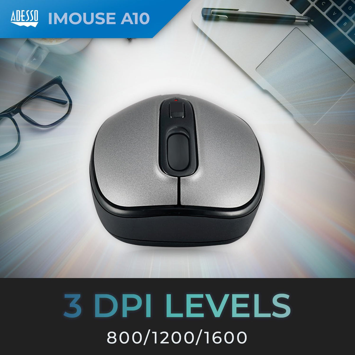 Adesso iMouse A10 Wireless Optical Mouse, 2.4 GHz