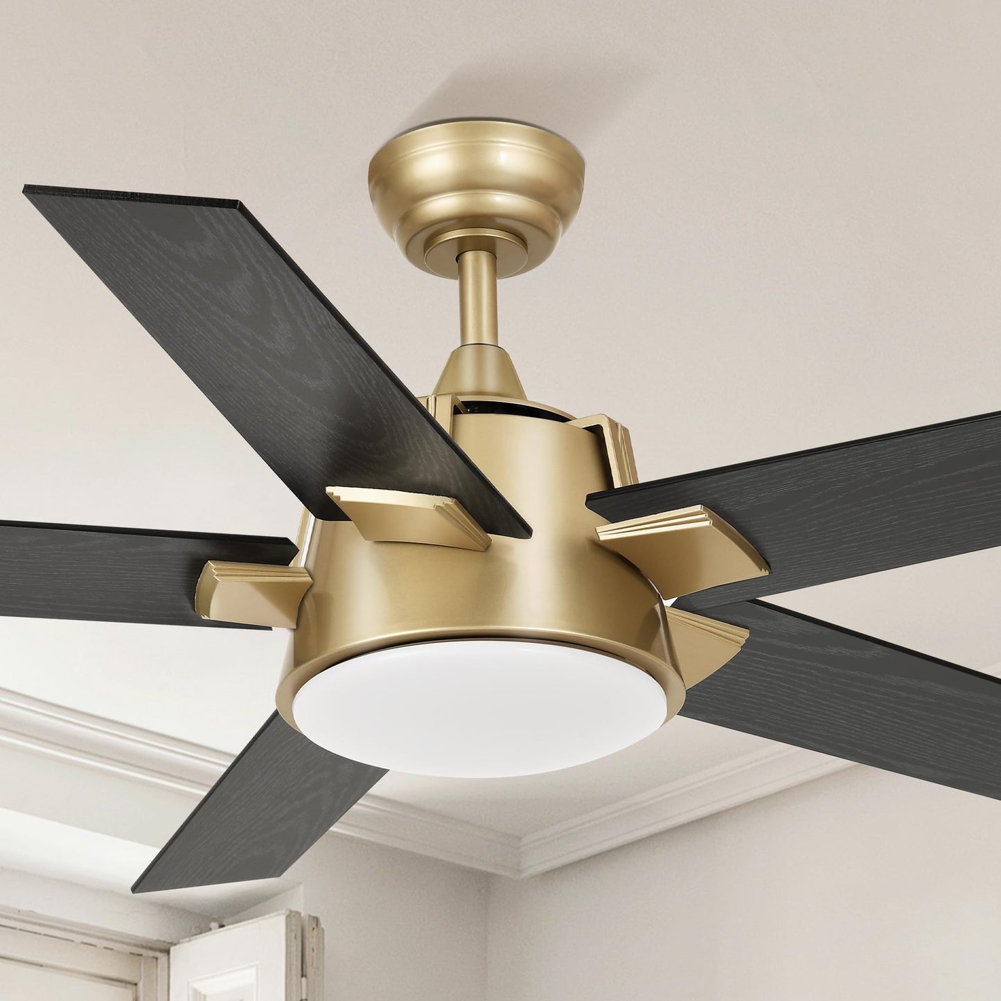 YITAHOME Black Gold 52 Inch Ceiling Fan with Light