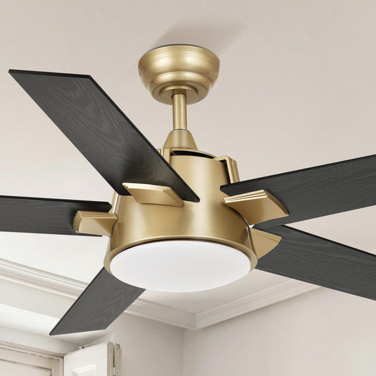 YITAHOME Black Gold 52 Inch Ceiling Fan with Light