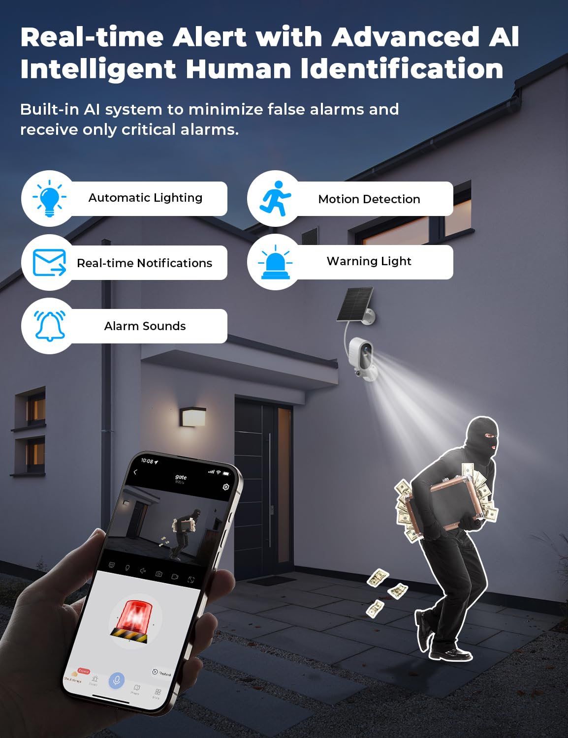 Security Cameras Wireless Outdoor No Subscription,5G/2.4G WiFi 4MP Solar Cameras for Home Security 2Cam-Kit,180-Day Powered,128GB Local Storage,Color