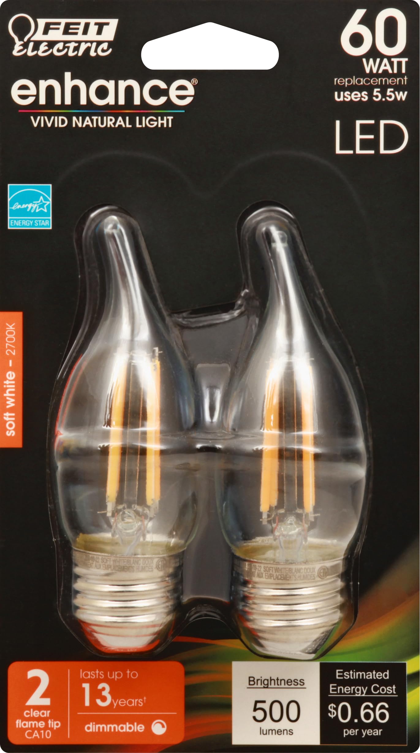 Feit Electric BPEFC60/927CA/FIL BPEFC60927CAFIL/2/RP led Chandelier Bulb, Product Specific