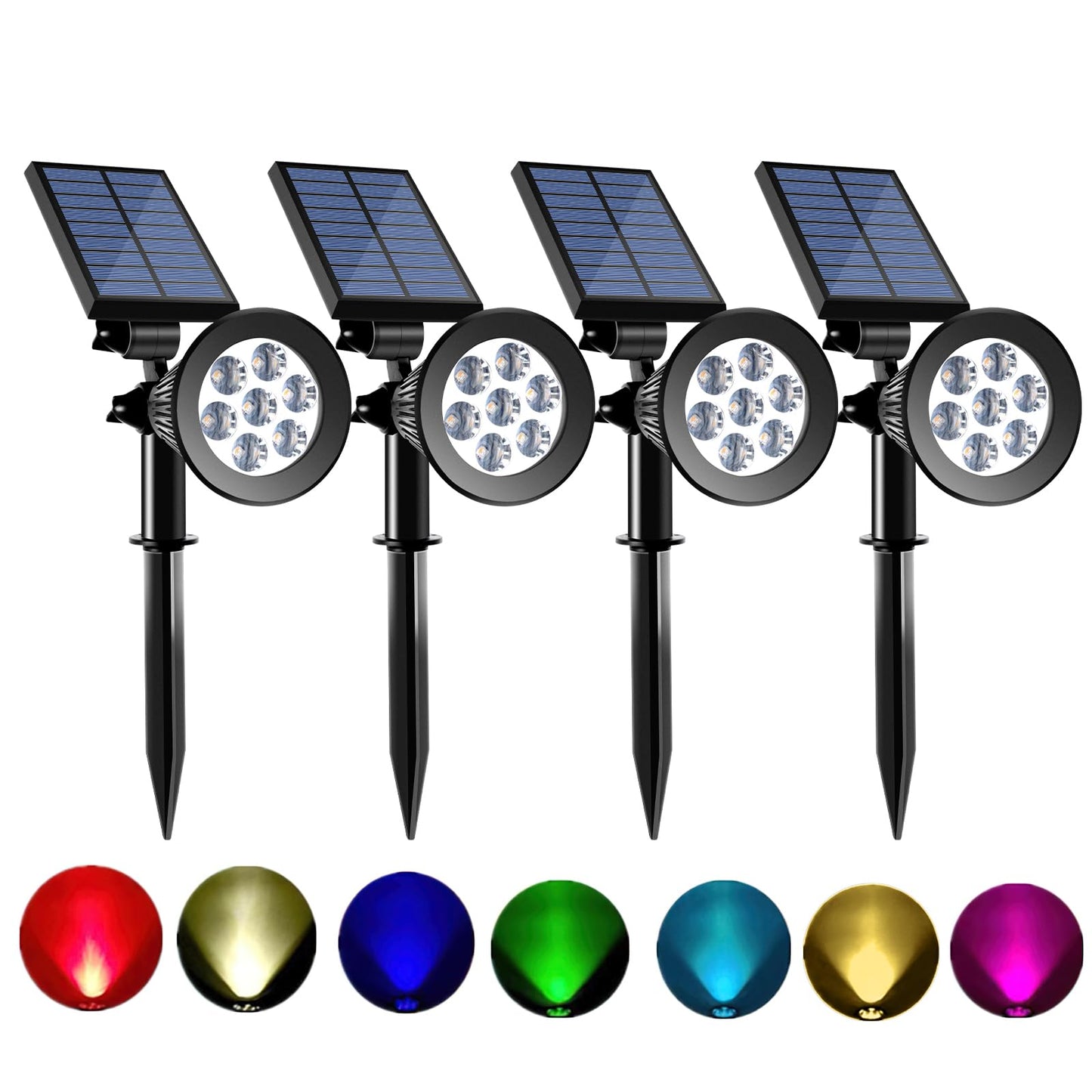Sunklly Solar Spot Lights Outdoor Color Changing, 8 Lighting Modes 2-in-1 Solar Lights Outdoor Waterproof, Auto On/Off Multicolor Solar Powered