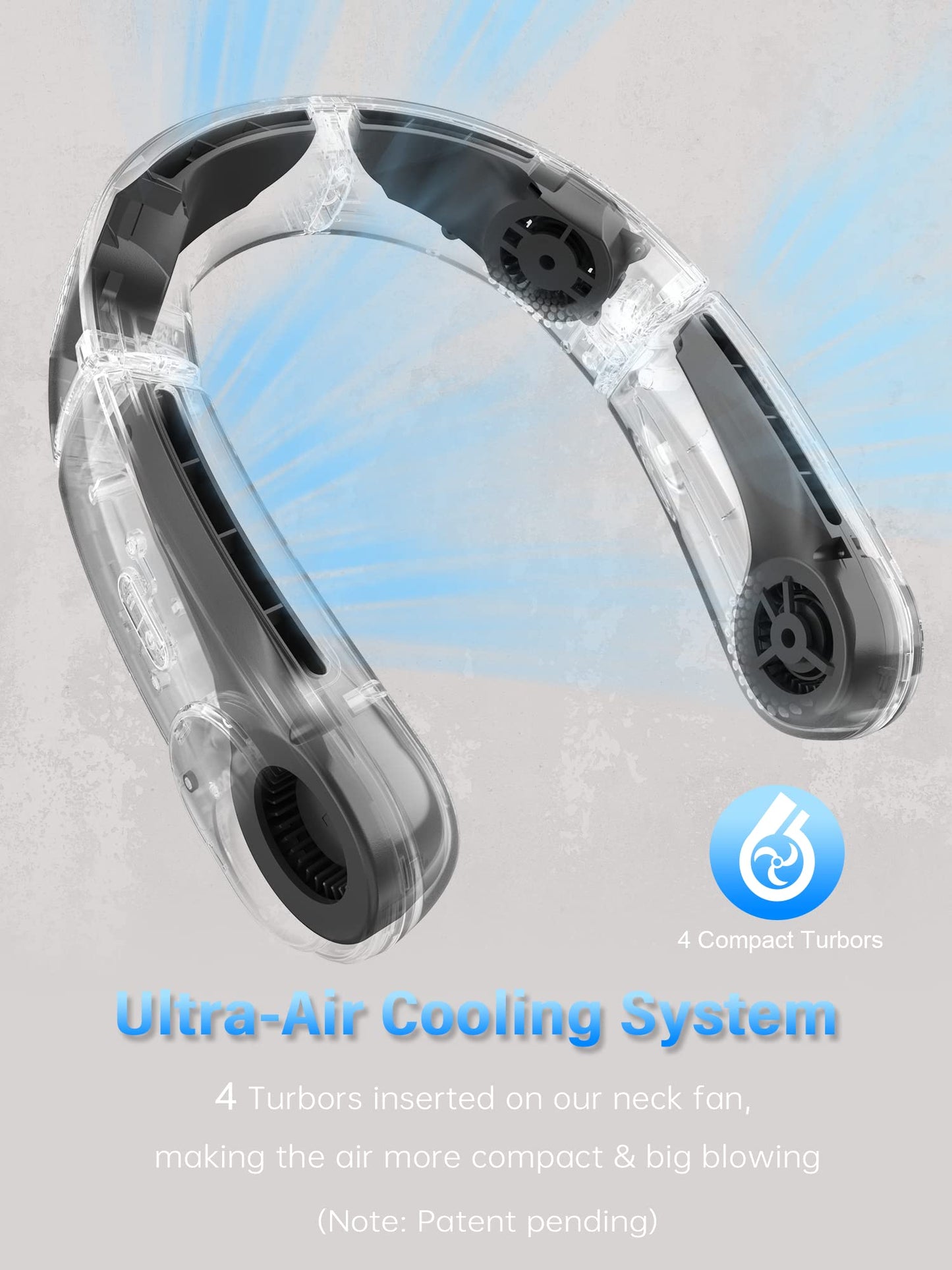 Neck Fan with Dual Motor 200% Strong Airflow - 8000mAh Portable Fan, Personal Fan with Adjustable Airvents,Quick Charging,4 Speeds, Cooling Fan