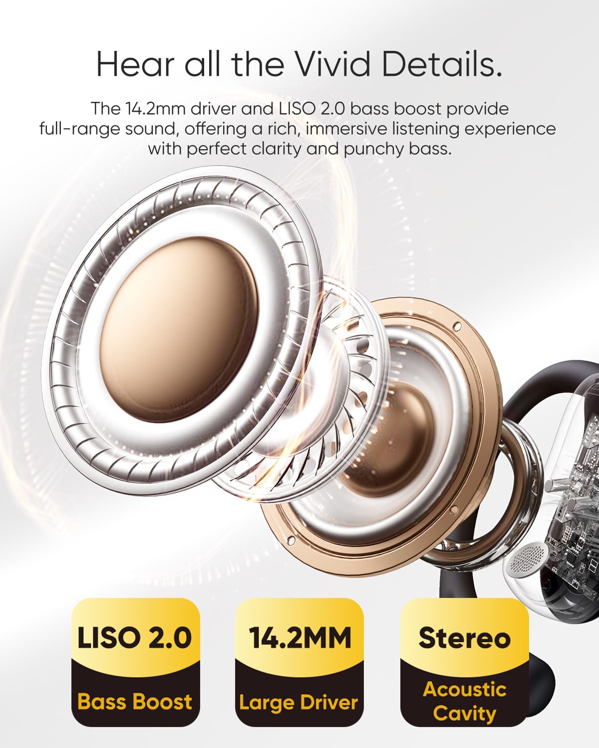 NEOQOQO Open Ear Headphones, 0.28oz Lightweight Next-Gen Bluetooth 5.4 Air Conduction Wireless Earbuds w/Extra Bass, 48H Playtime, 3 EQ Modes, ENC…
