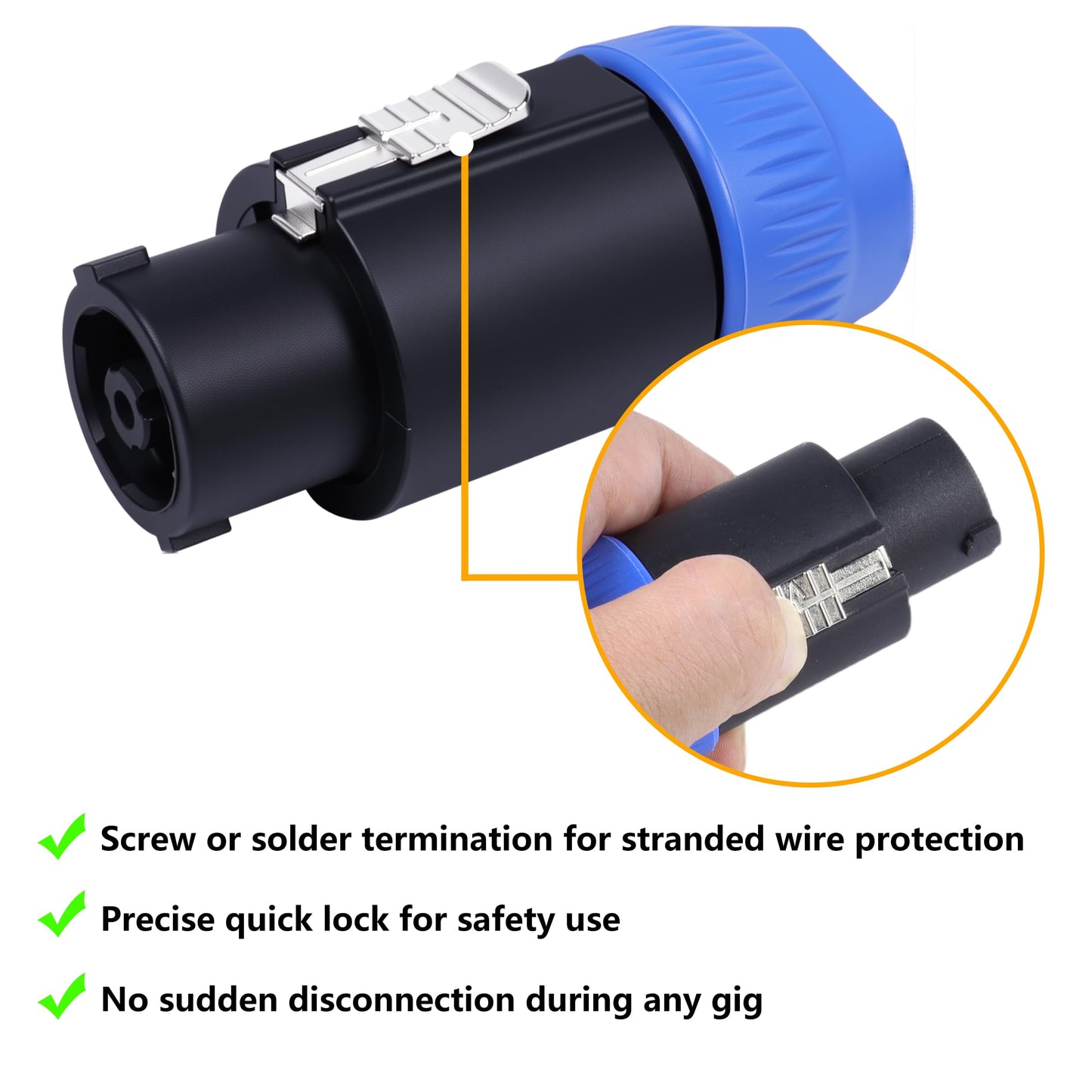 HBU 2pcs 8 Pole Speakon Connector - Pack of 2 Pro Audio Jack Amplifier NL8 Speak-On Quick Lock Plugs - Compatible Neutrik Speak-On NL8FC, NL8FX