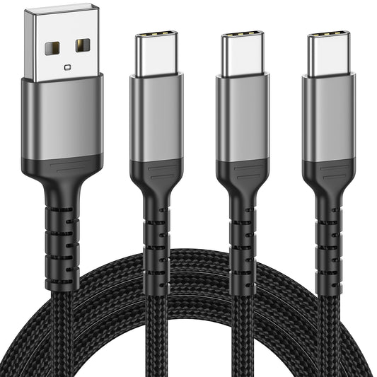3ft USB C Charger Cord 3 Pack, Braided USB A to USB Type C Cable Fast Charging 3A Compatible with iPhone 15 Pro/Max Samsung Galaxy S22 Ultra Google