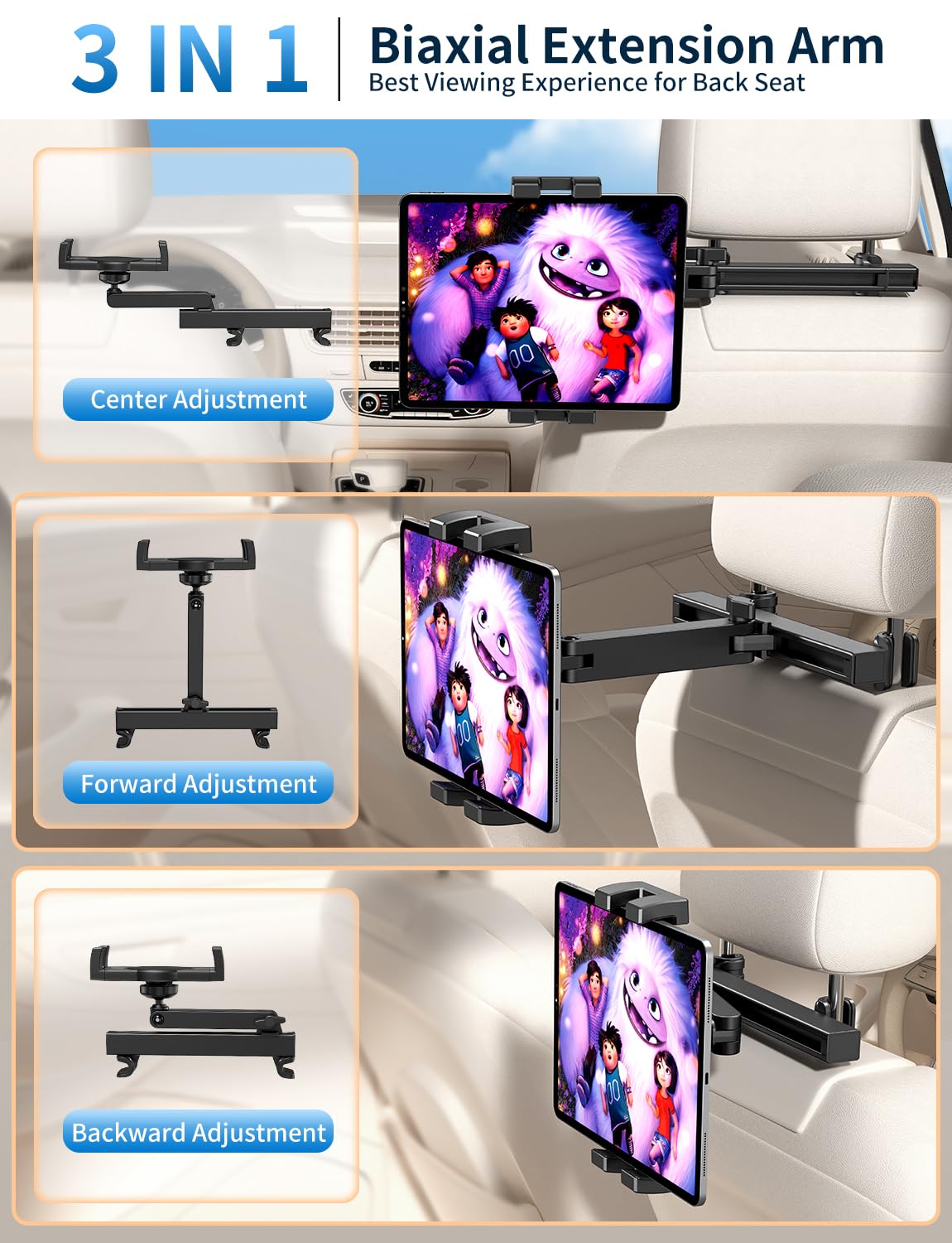 Tablet Holder for Car Headrest, ipad Car Holder Back Seat, Road Essentials