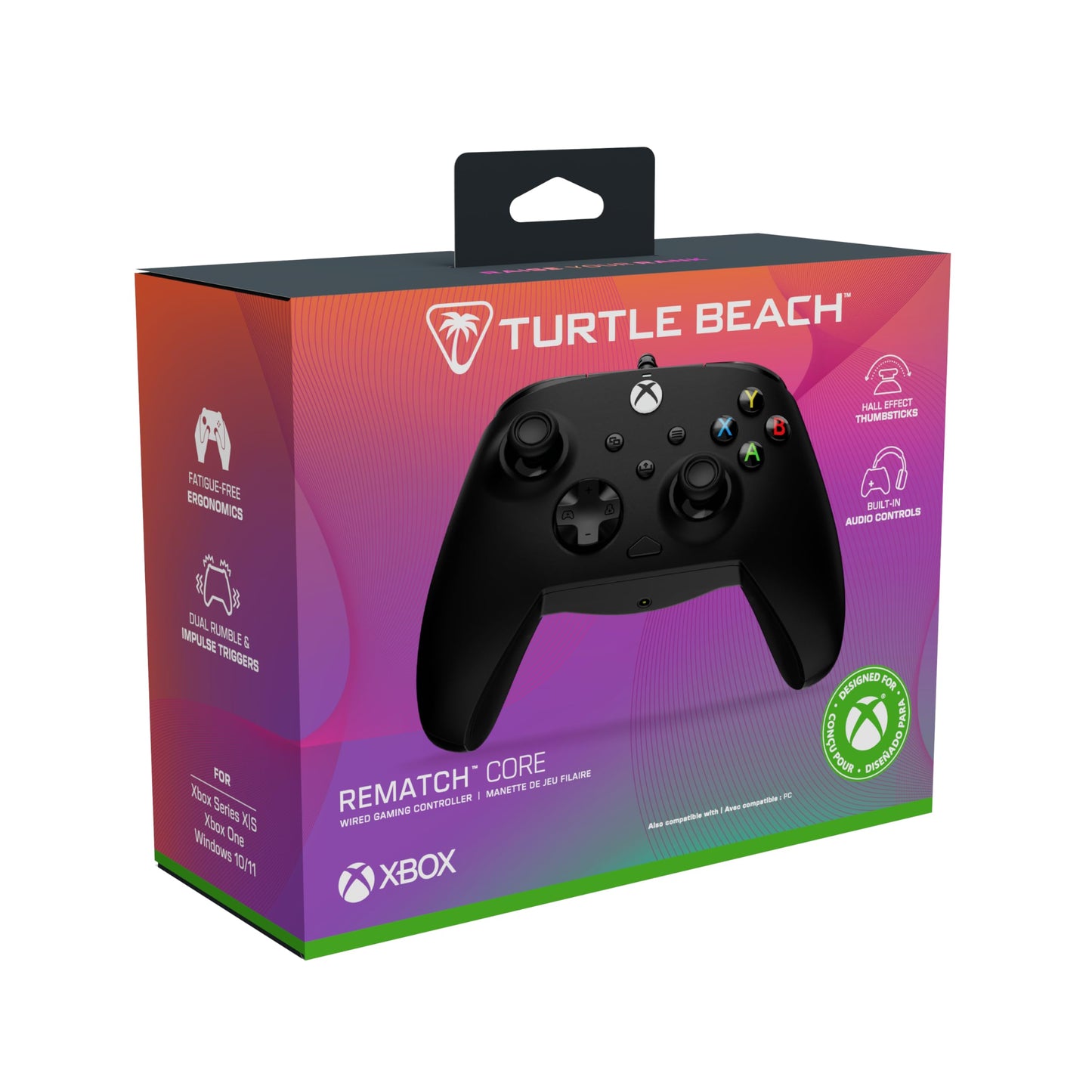 Turtle Beach Rematch Core Wired Gaming Controller: Black - Officially Licensed for Xbox Series X|S, Xbox One, & Windows 10/11 PC - Hall-Effect