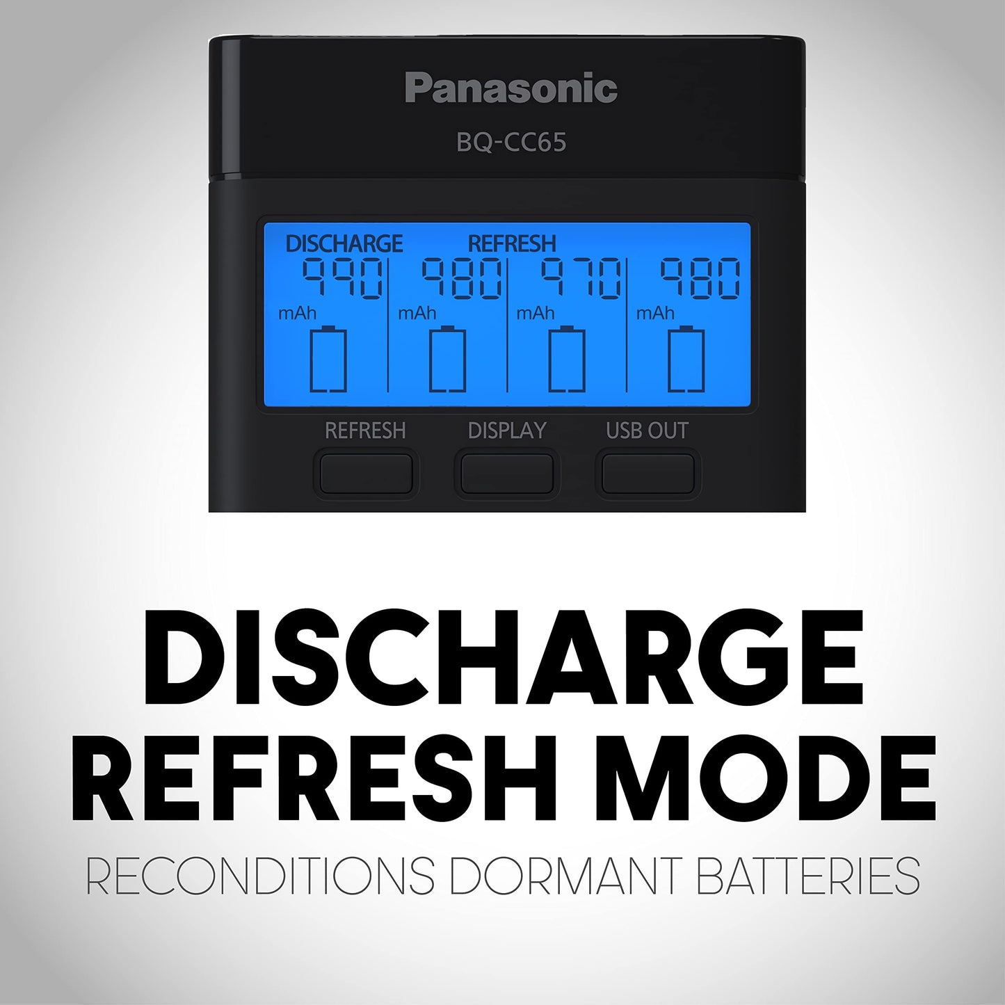 Panasonic K-KJ65KHA4BA Super Advanced 4-Position Quick Charger with LCD Indicator Panel, USB Charging Port and 4AA eneloop pro Rechargeable…