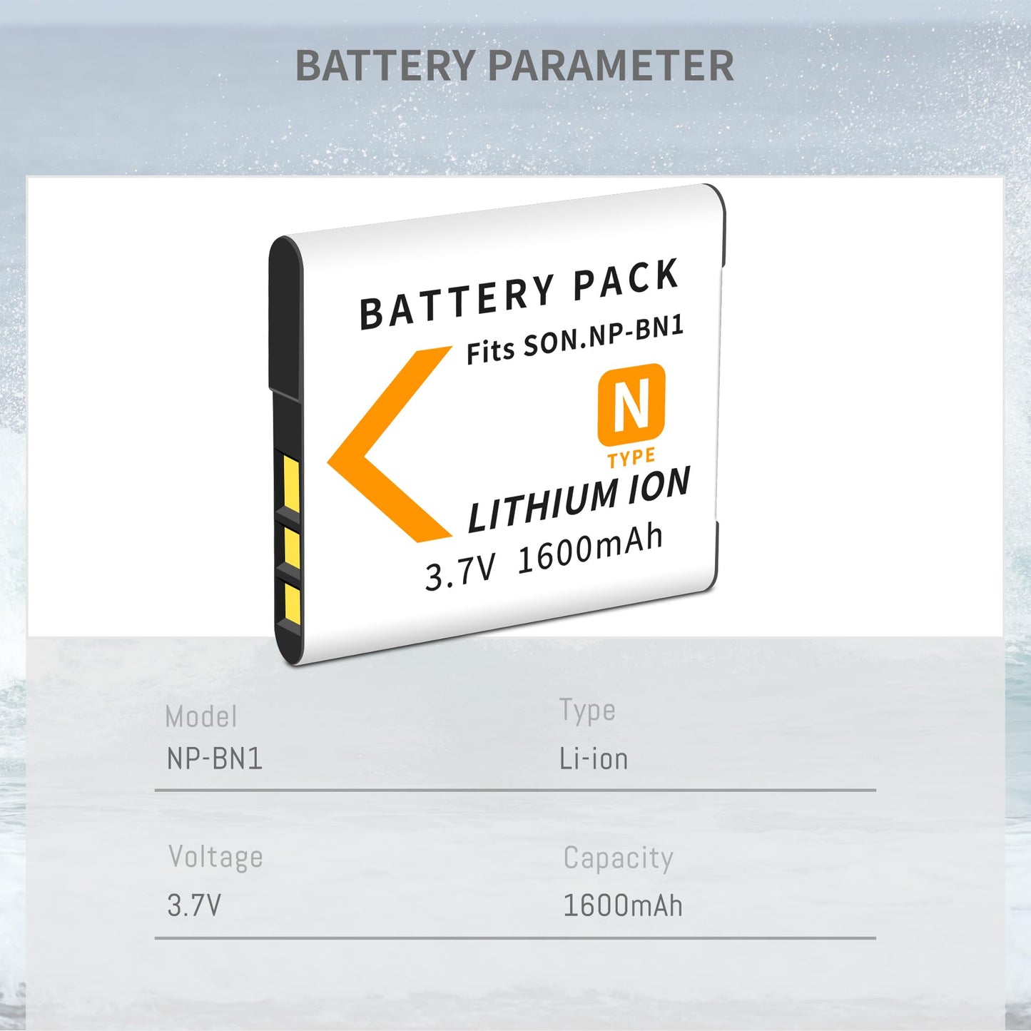 NP-BN1 Battery 2-Pack with Slim LCD Charger Compatible for Sony Cyber-Shot DSC-QX10 QX30 QX100 DSC-TF1 DSC-TX10 TX20 TX30 DSC-W530 DSC-W570 DSC-W650