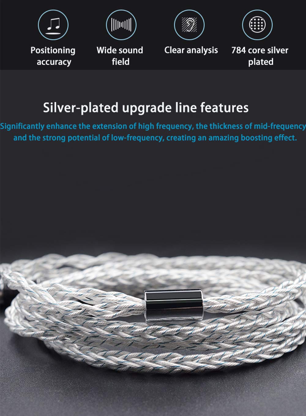 FAAEAL KZ ZSN ZS10 PRO Upgrade Earphone Cable,8 Core Cable Silver Blue Hybrid 784 Cores Silver Plated Upgrade Cable,Dedicated Cable 2Pin 0.75mm…