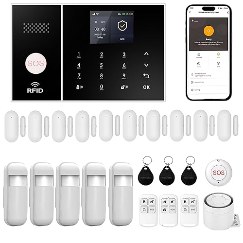 XUK Home Security System, Smart Home Alarm System with Door & PIR Motion Sensor, Compatible with Alexa/Google Home, Easy Installation Home Security
