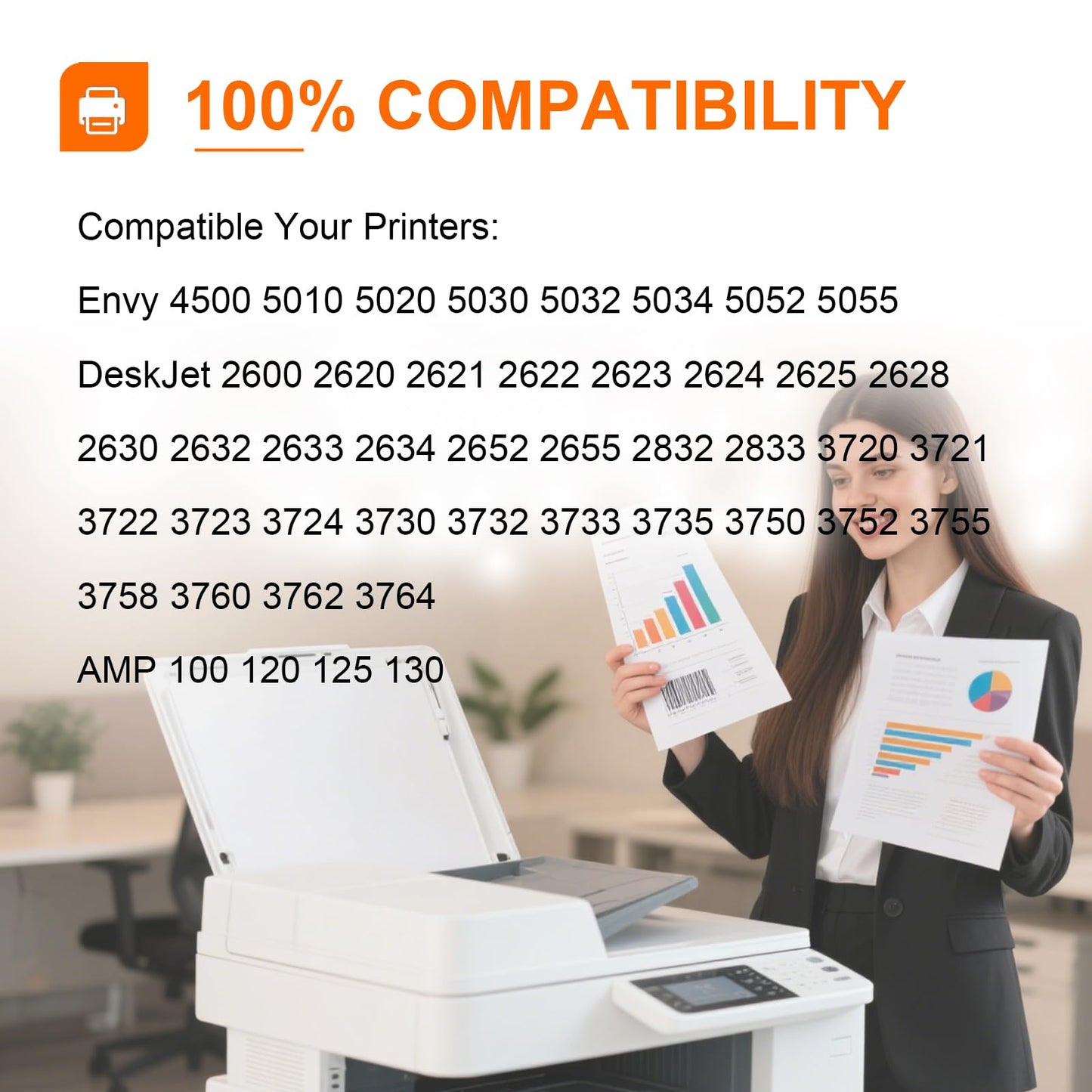 304XL Compatible Ink Cartridge Replacement for 304 XL Cartridge Work for HP AMP 100 120 125 130 Envy 5030 5032 5020 5010 Deskjet 3760 2630 3750 2620