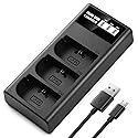 ENEGON LP-E6 LP-E6N LP-E6NH Triple Slot LCD USB Charger for Canon EOS 5D Mark II III and IV, 70D, 5Ds, 6D, 5DsR, 80D, 7D, and 7D Mark II, EOS 60D