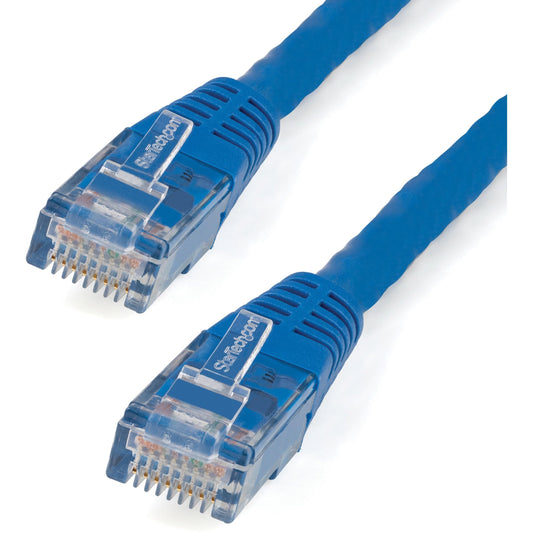 StarTech 50ft CAT6 Ethernet Cable - Blue CAT 6 Gigabit Ethernet Wire -250Mhz 100W PoE RJ45 UTP Molded Network Patch Cord with Strain Relief