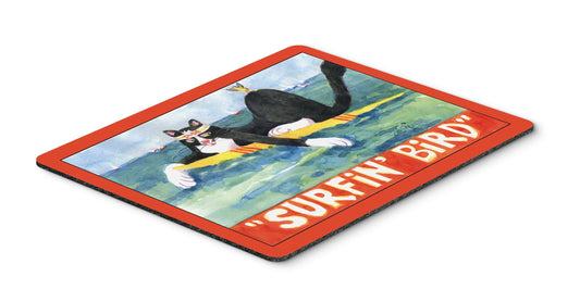 Caroline's Treasures 6051MP Black and White Cat Surfin Bird Mouse Pad, Hot Pad or Trivet for Home Office Gaming Working Computers Laptop Mouse