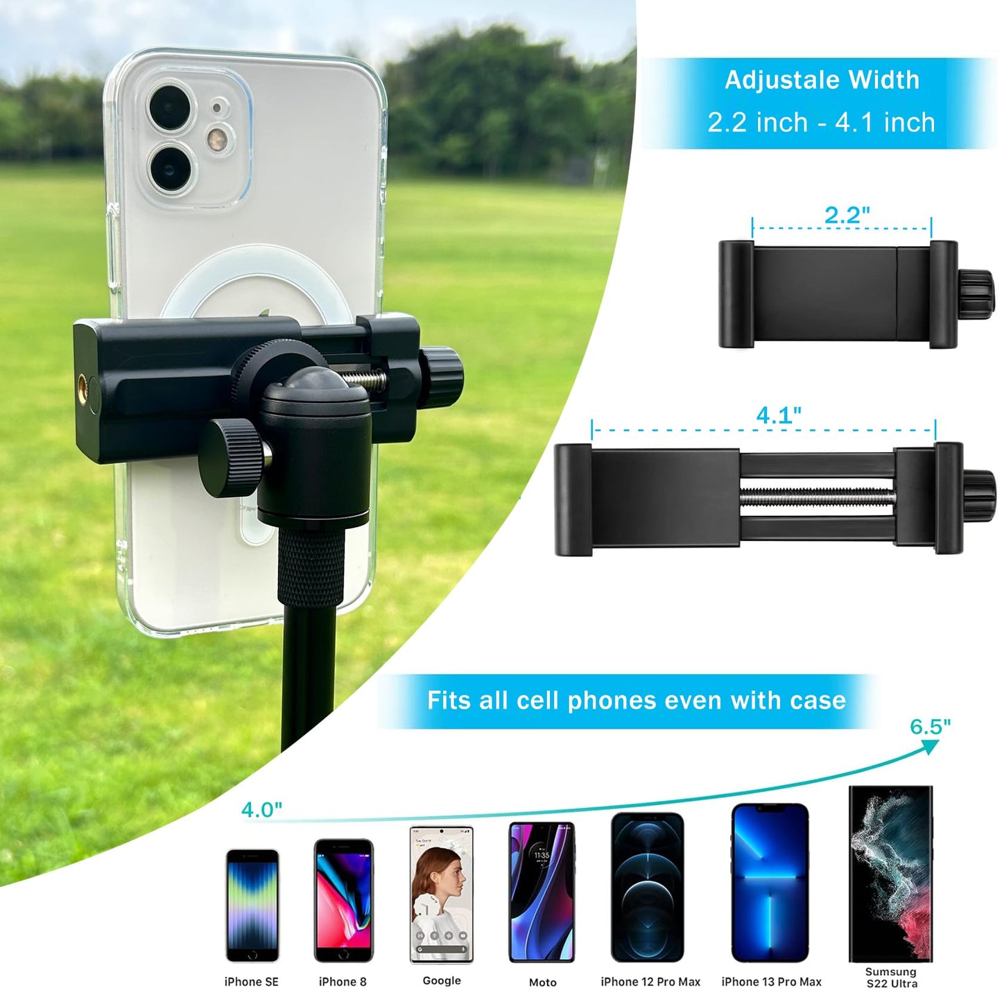 GreatYYT Monopod and Tripod Selfie Stick to Record Golf Swing - Multi Functional Phone Holder with Magnetic and Phone Holder - Golf Training Aid