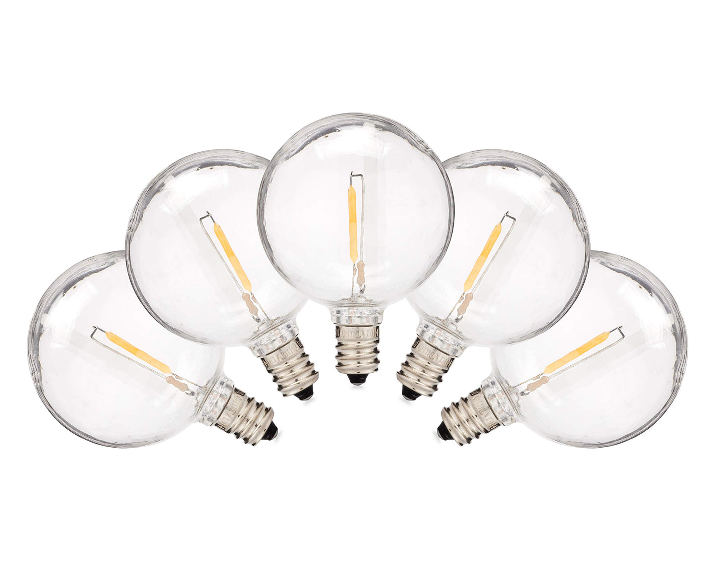 Holiday Lighting Outlet LED Filament G50 Commercial Grade Replacement Globe Bulbs, Weatherproof 0.6 Watt Dimmable Plastic Bulbs for Patio String
