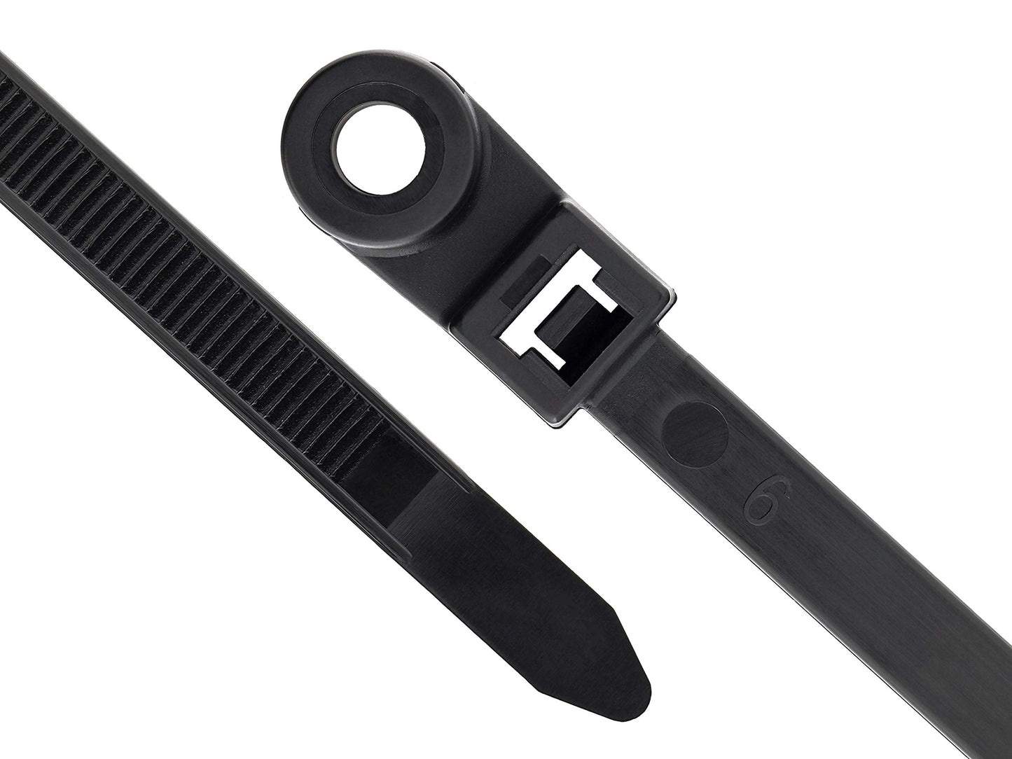 Secure 16 Inch Black Heavy Duty Mount Head Cable Tie - 100 Pack