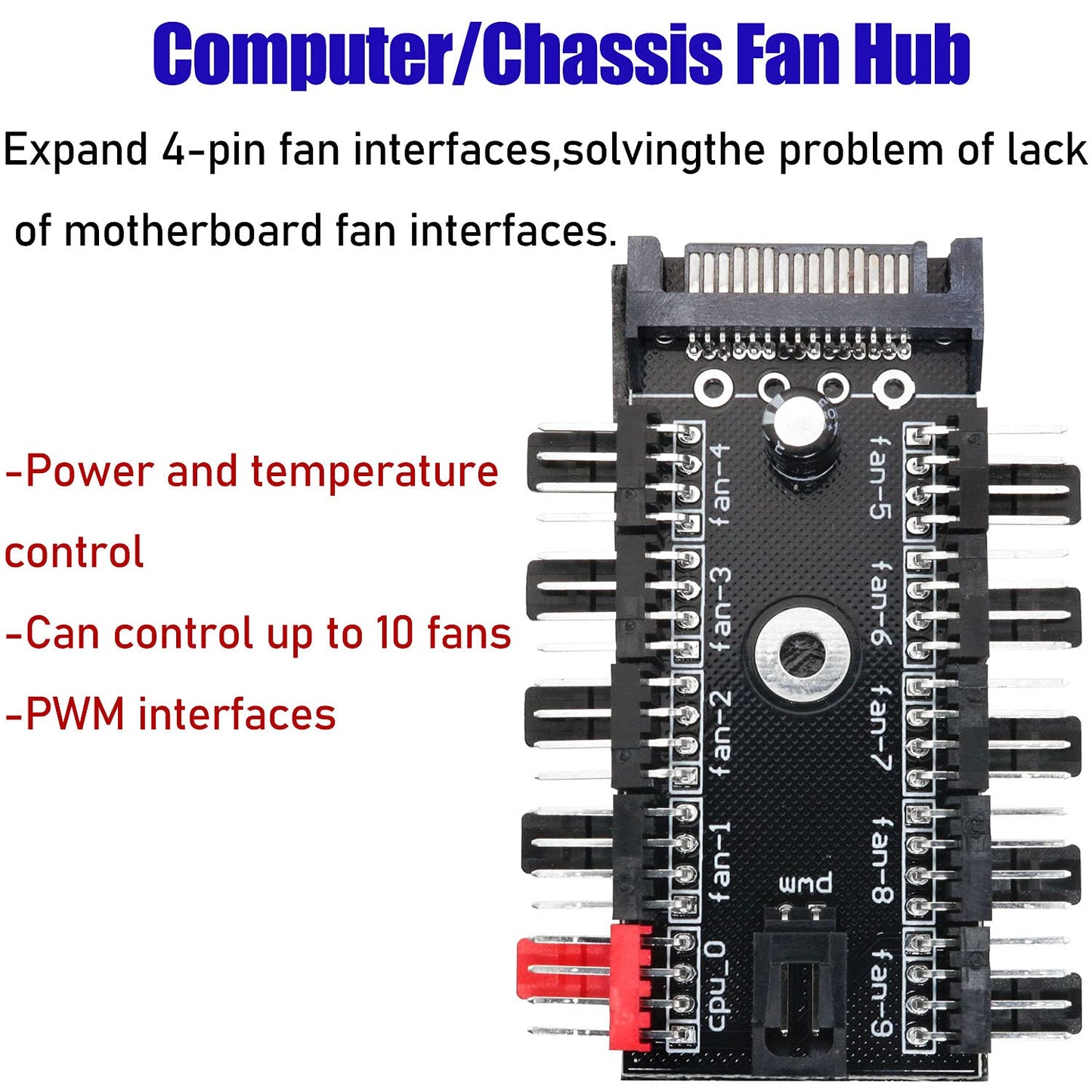 LRONG 1PC PC Chassis Fan Hub CPU Cooling HUB Fan PWM SATA Controller Speed Controller