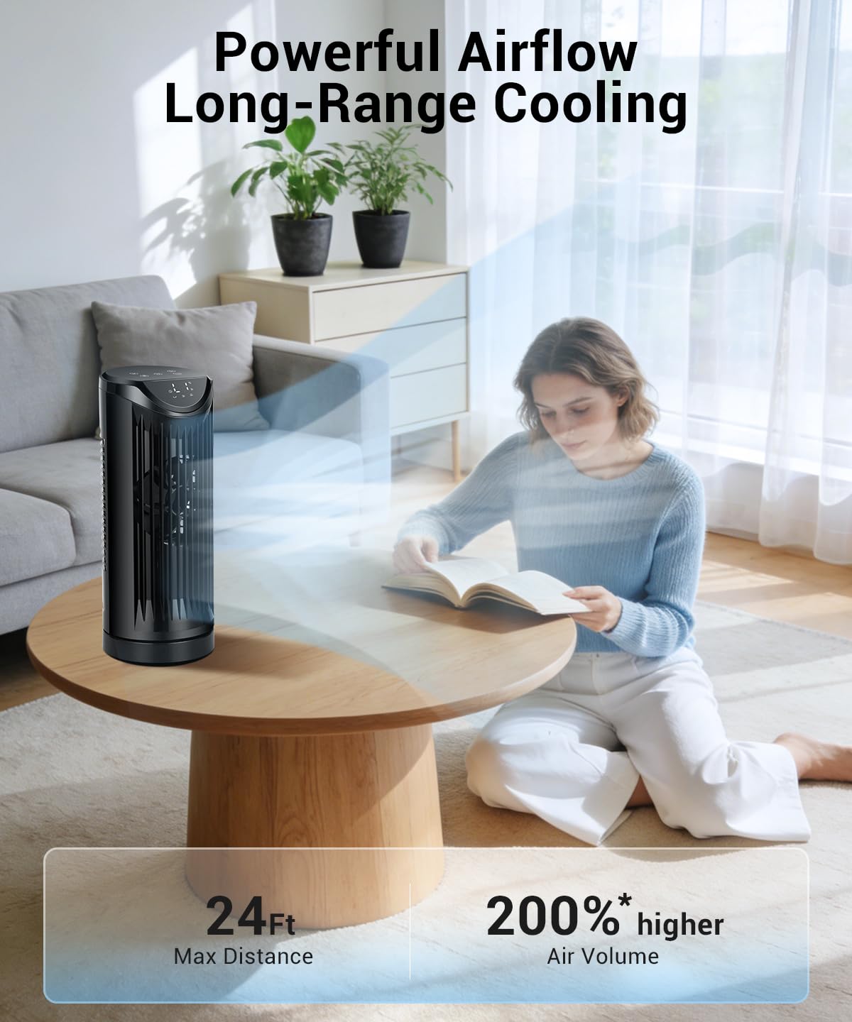 Personal Tower Fan for Bedroom, 25dB Quiet Fans that Blow Cold Air