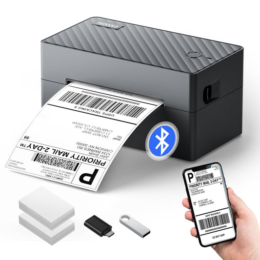 PEDOOLO Label Printer, 4x6 Shipping Label Thermal Printer for Packages, Bluetooth Conection and Compatible with Android. iPhone.Windows, Mac