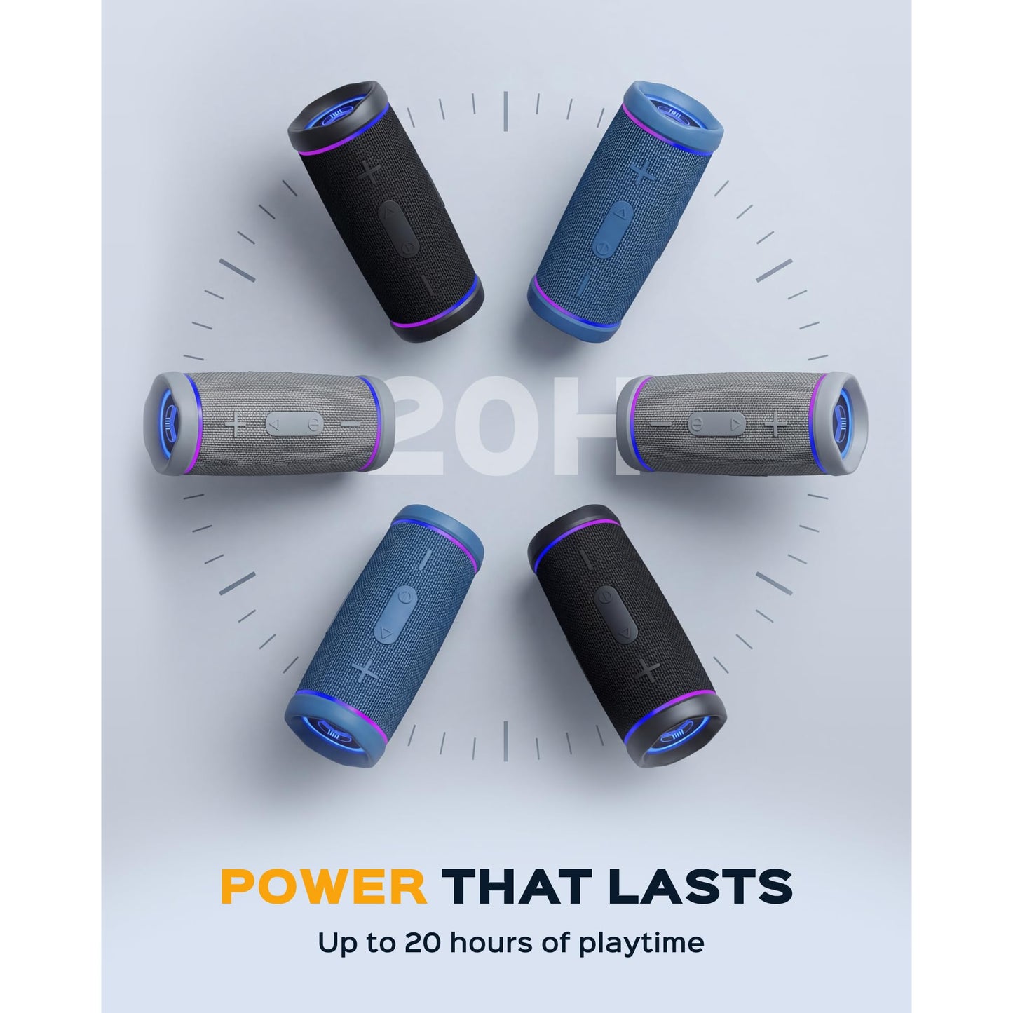 TREBLAB HD77 - Waterproof Bluetooth Speaker, 25W Loud 360° Sound, Deep Bass, IPX7, TWS Pairing, RGB Lights, 20H Battery, Portable Wireless Speaker