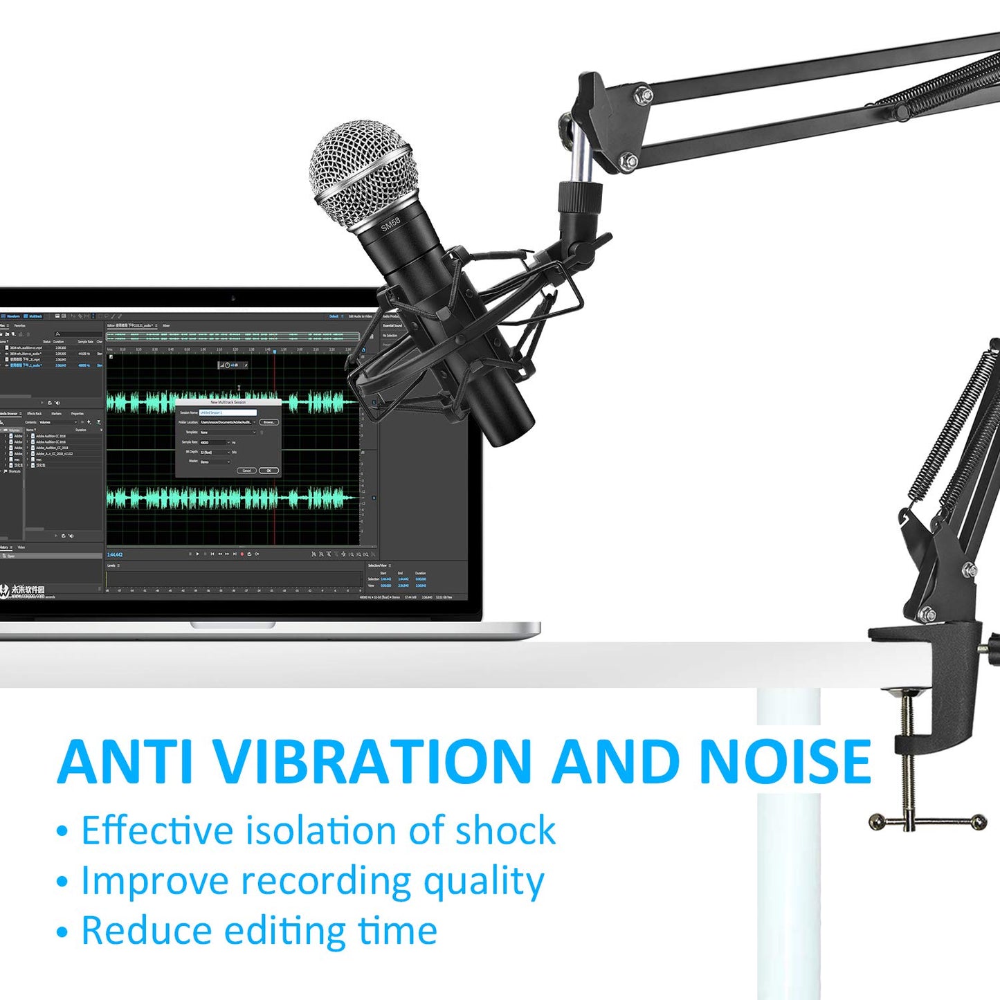 SUNMON SM58 Microphone Shock Mount Holder for Reduces Vibration and Noise, Suitable for Shure SM58-LC, SM58-CN Cardioid Dynamic Vocal Mic