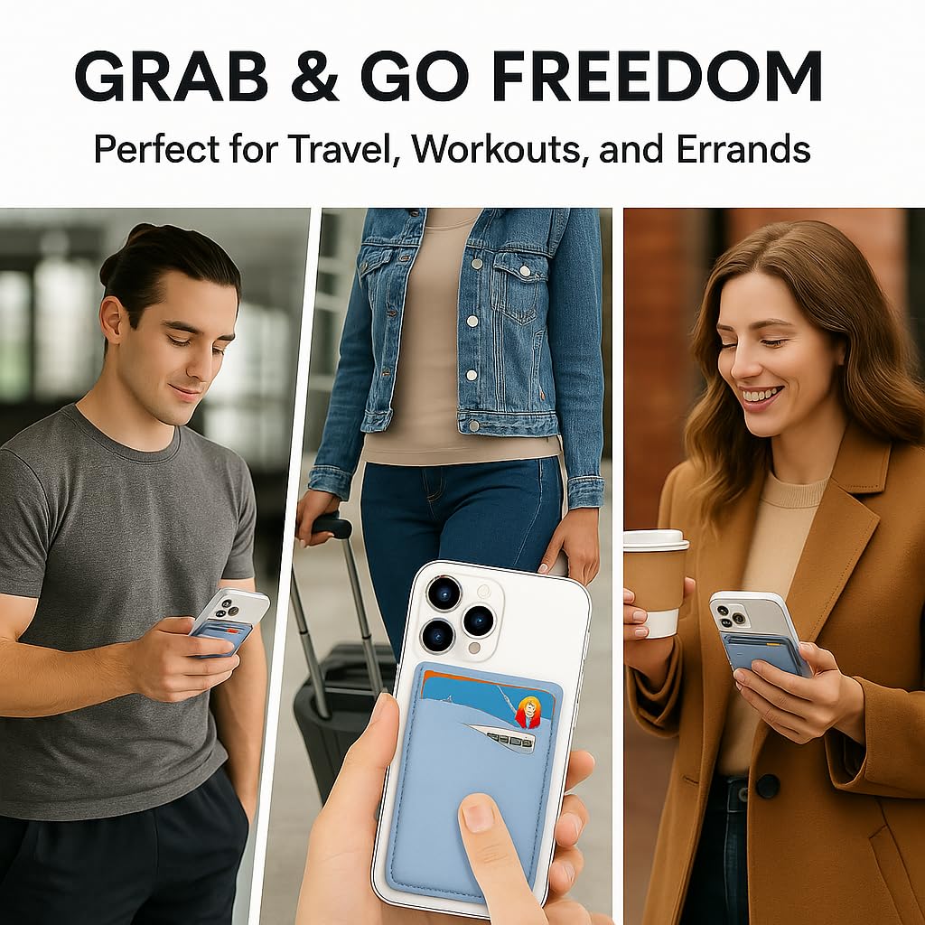 F&N Trading Inc Phone Card Holder for Back of Phone - Stick-On Wallet Pouch for iPhone, Android, and Most Smartphones - Holds ID and Credit Cards