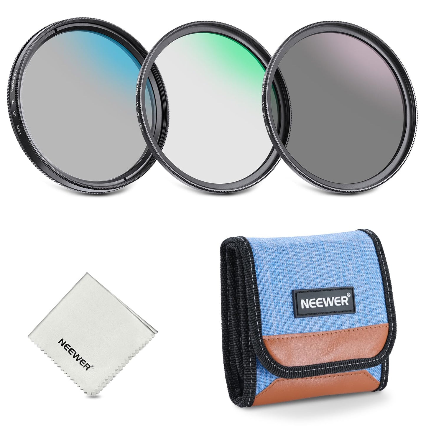 NEEWER 49mm UV CPL ND Lens Filter Kit, UV Protection + Circular Polarizing + Neutral Density (ND8) Camera Lens Filter Set with Multicoated Optical