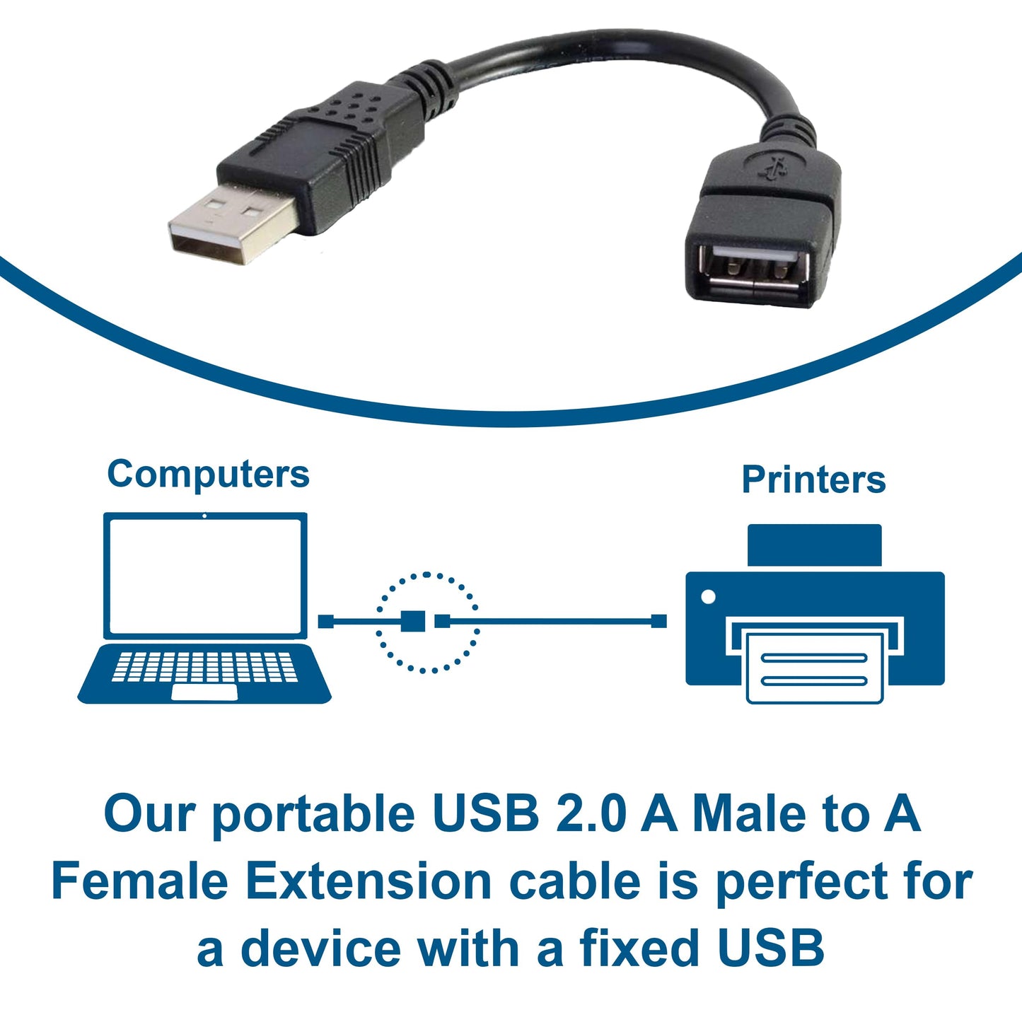 C2G Legrand USB Cable, USB A to A Cable, Short Extension USB Cable for USB Devices, 6 Inch USB Cord, Black, 1 Count, C2G 52119