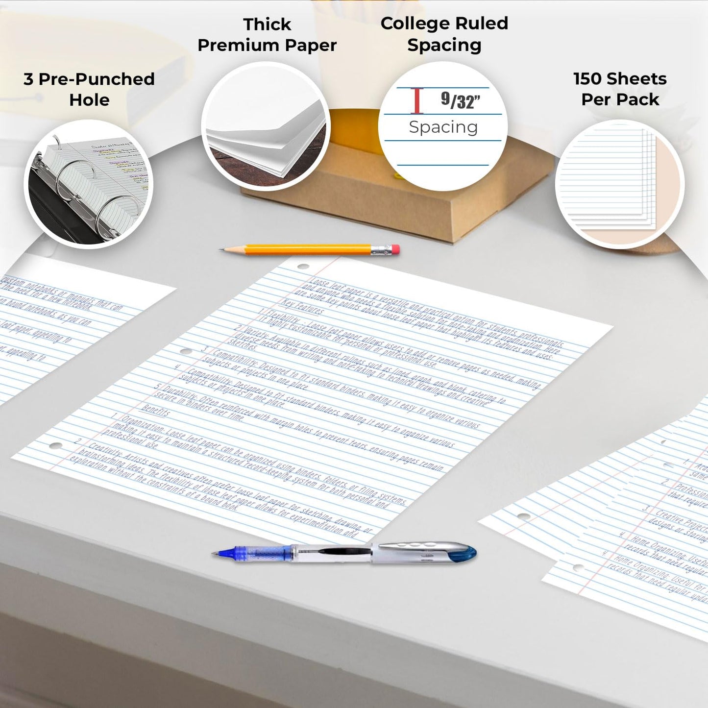Rosmonde 900 Sheets Loose Leaf Paper, 6 Pack, College Ruled Filler Paper