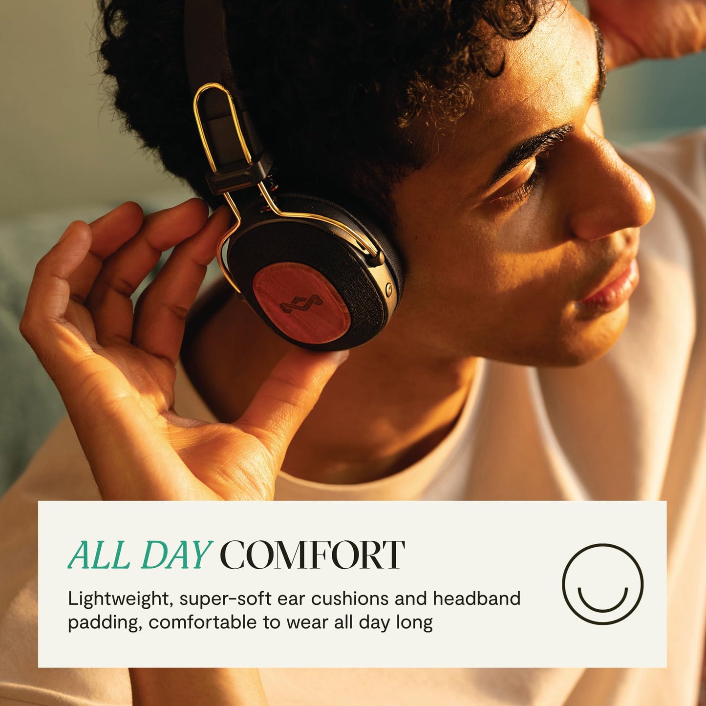 House of Marley Positive Vibration Riddim On-Ear Headphones, 50-Hour Playtime, Quick Charge, Crystal Clear Calls, Sustainable Bamboo (Rasta)