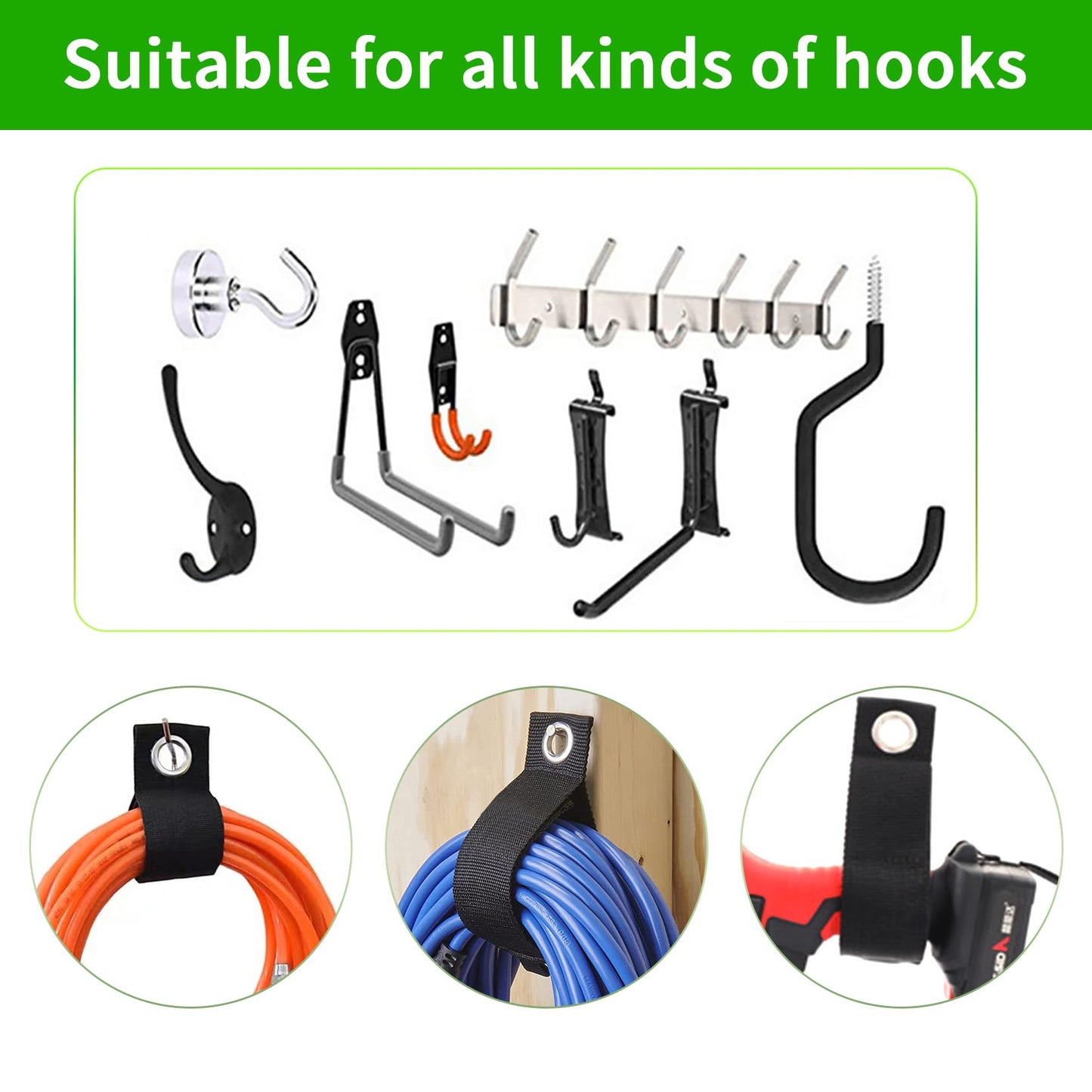 12 Pack Extension Cord Straps, DPISILYY Extension Cable Holder Hook And Loop Heavy Duty Wire Organizer For Garage Organization Camping RV Hose Storage