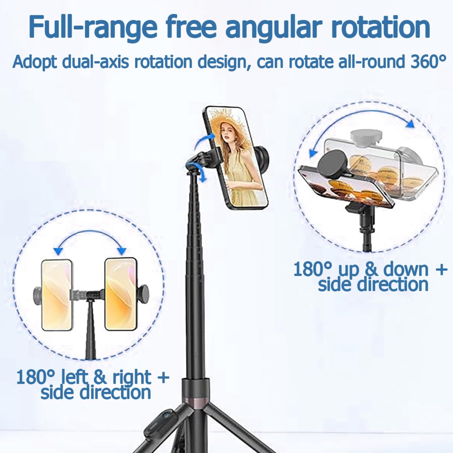 ORMOS Selfie Stick Tripod, 67 Inch Extendable, Aluminum Alloy & Silicone, Compatible with All Cell Phones, Auto Open Tripod Stand with Remote