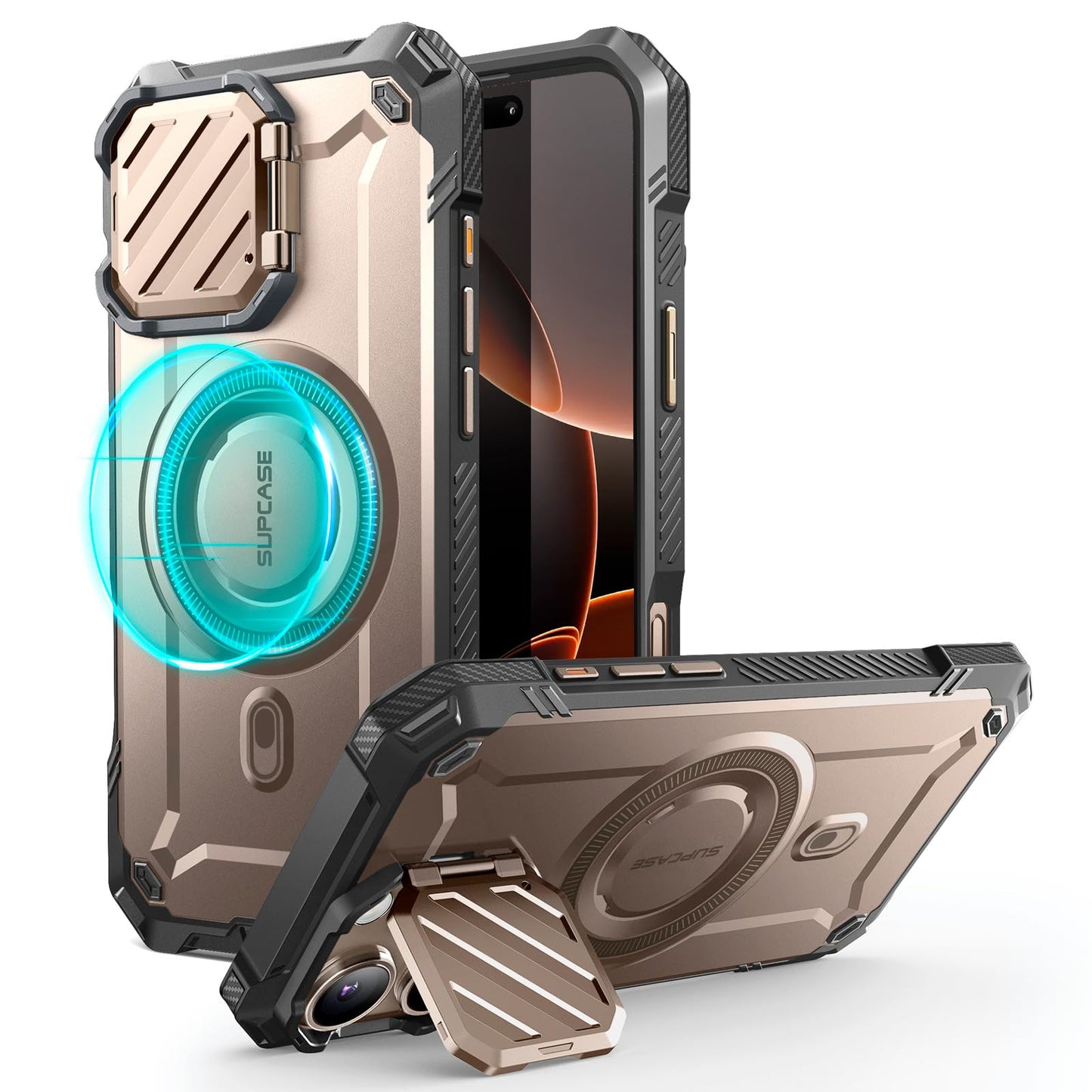SUPCASE for iPhone 16 Pro Max Case with Camera Cover Stand (UBMag XT), [Compatible with MagSafe] [Built-in Kickstand] [Military-Grade Protection]
