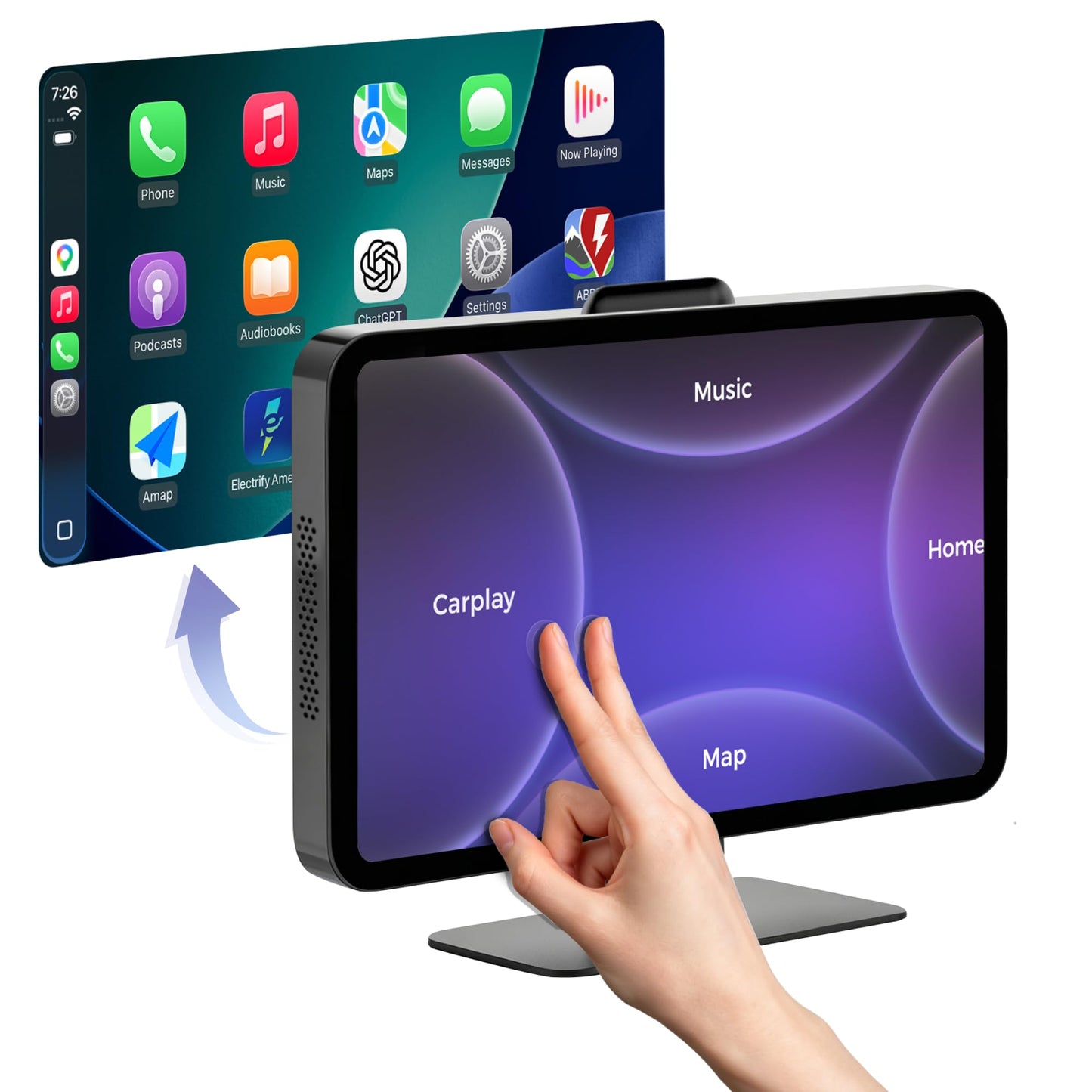KALOS PAD Wireless Carplay Screen for Car 4K Dash Cam, 9" Carplay & Android Auto Car Stereo, with 1080p Backup Camera, BOE LCD/Mirror Link/Gesture