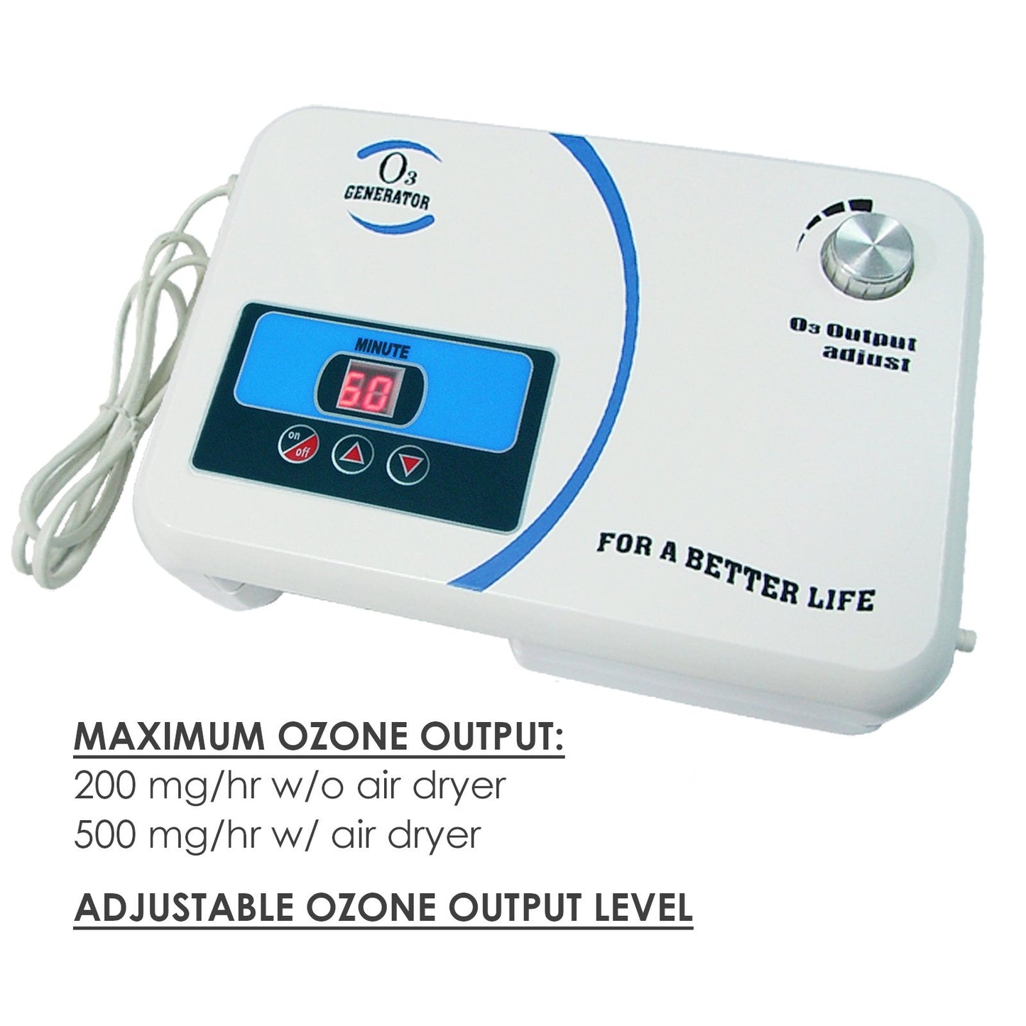Ozone Generator 500mG/hr Industrial O3 Air Purifier Deodorize, High Capacity Ozone Machine Odor Removal with Air Dryer/Timer/Adjustable Output, Air