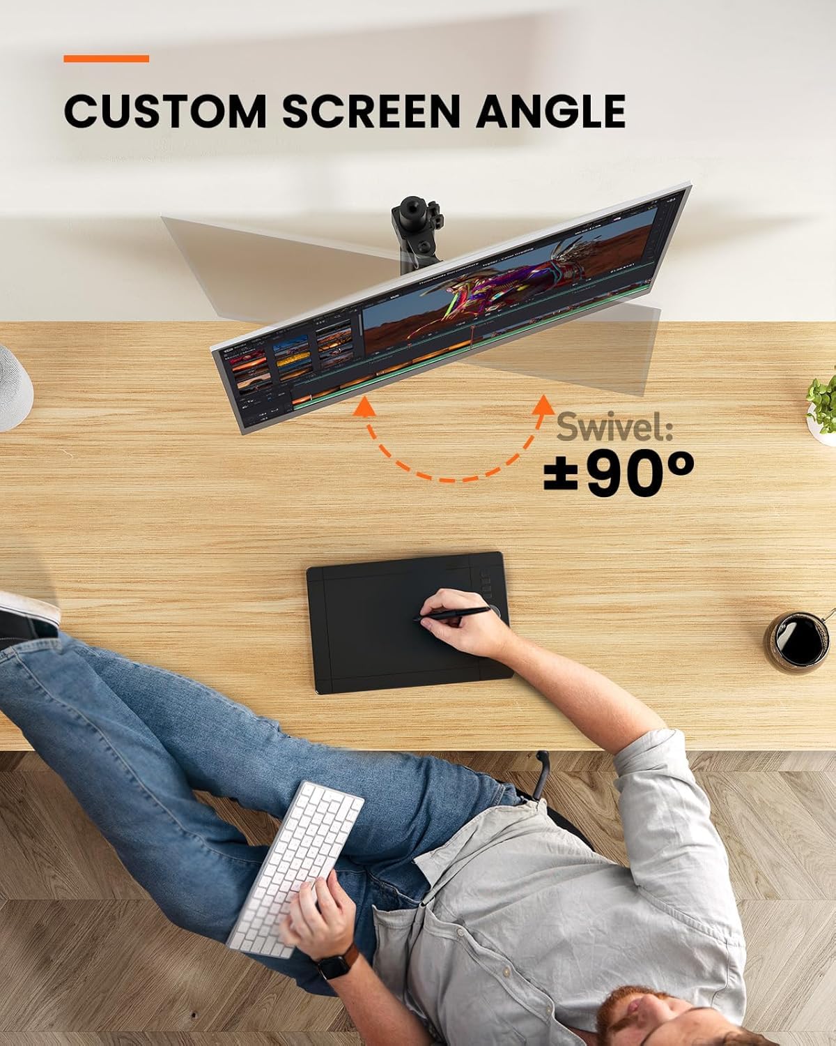 Ergear Monitor Mount for Most 13-32" Computer Screens up to 17.6lbs, Improved LCD LED Monitor Riser, Adjustable Height and Angle, Single Gaming Desk