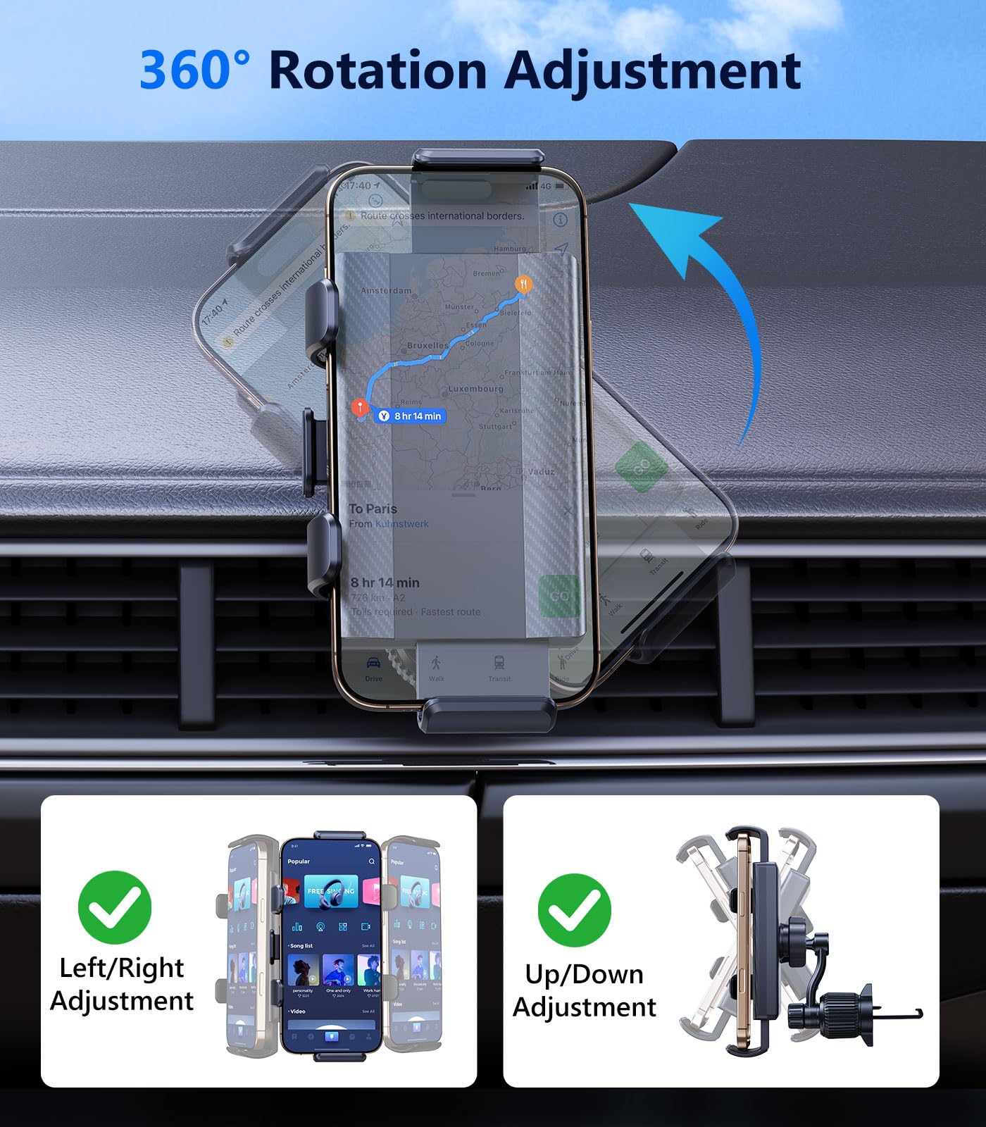 DICMKY Car Mount for Samsung Galaxy Z Fold 7 6 5 4 3 2 Accessories, Car Vent Phone Holder Designed for Foldable Screens, 360°Adjustment