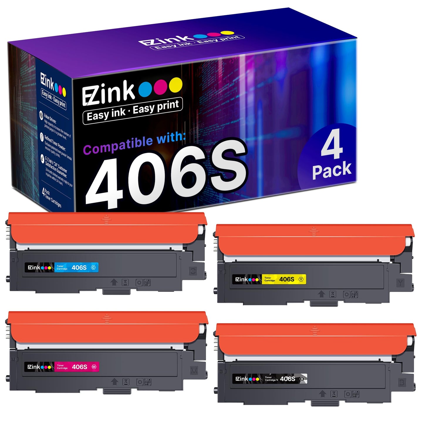 E-Z Ink Compatible CLT-406S Toner Replacement for Samsung 406S 4 Pack