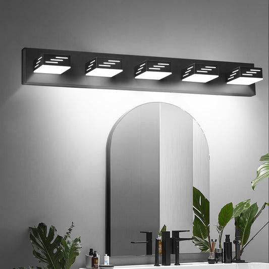 VEVOR 5-Light LED Modern Vanity Light Fixtures, 33.46-Inch, Black Finish Bathroom Wall Lighting Fixture Over Mirror, with IP44 Waterproof