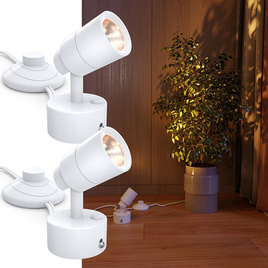Sunco Uplights with Foot Switch, 3W LED Floor Spotlight, for Indoor Plants, 300 Lumens, 3000K Warm White, Uplighting for Displays & Artwork, 120V
