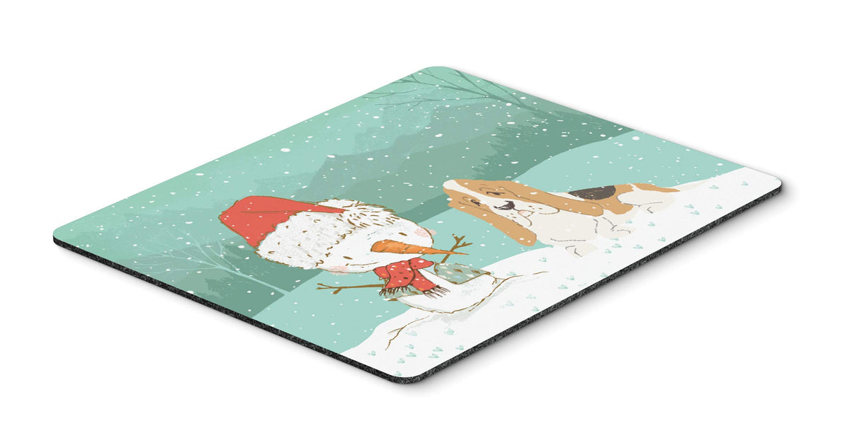 Caroline's Treasures CK2051MP Basset Hound Snowman Christmas Mouse Pad, Hot Pad or Trivet for Home Office Gaming Working Computers Laptop Mouse