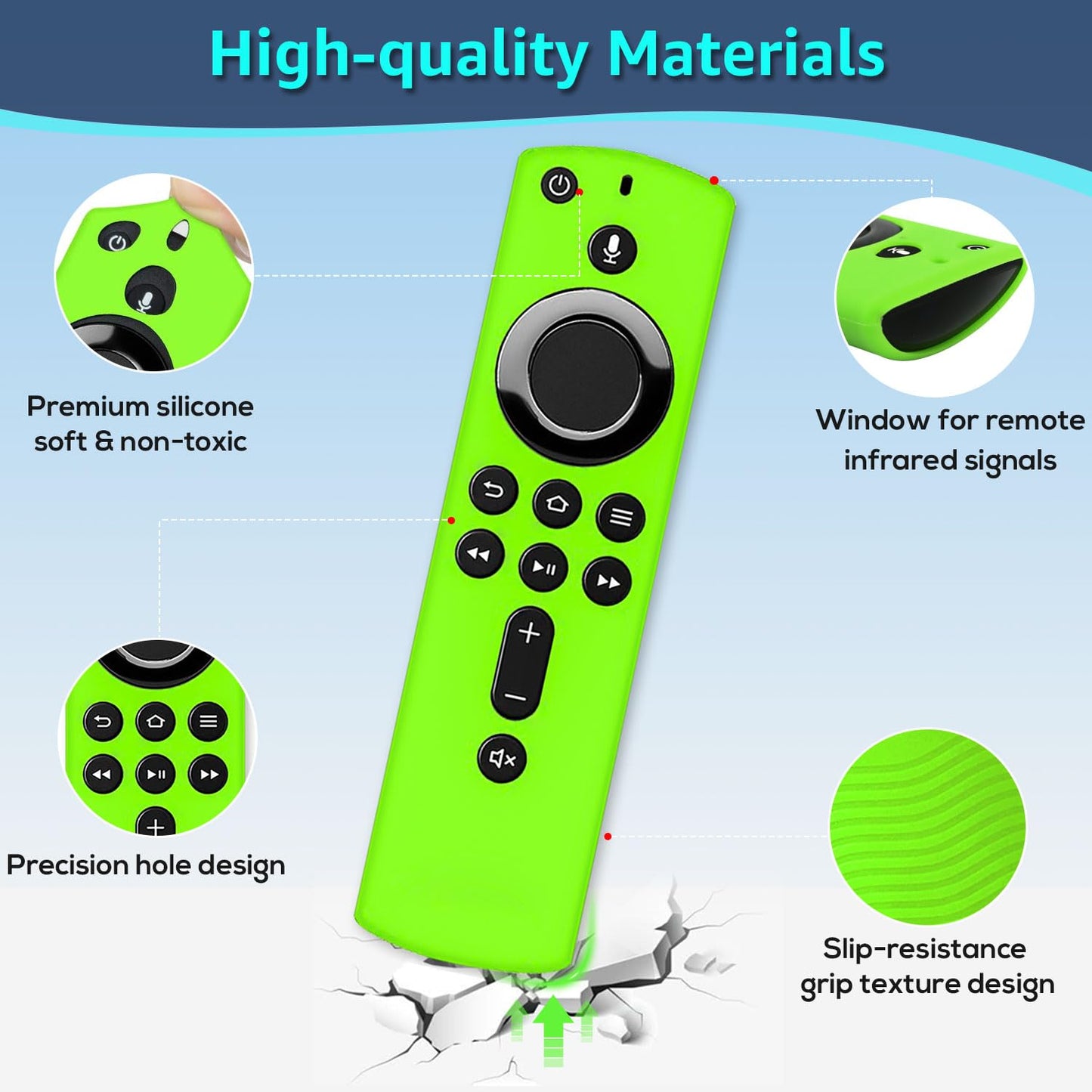[2 Pack ] Firestick Silicone Remote Cover Case Compatible with 4K Firetv Stick, Firetv Remote Control Cover, Shockproof Anti Slip Case (Green Glow