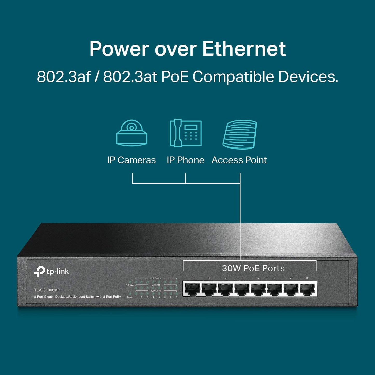 TP-Link 8 Port Gigabit PoE Switch | 8 PoE+ Ports @126W | Plug & Play | Limited Lifetime Protection | Desktop/ Rackmount | Prioritized Power Supply |