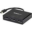 StarTech.com 3-Port Multi Monitor Adapter - Mini DisplayPort to DisplayPort MST Hub, Dual 4K30Hz & 1x 1080p - Video Splitter for Extended Desktop Mode