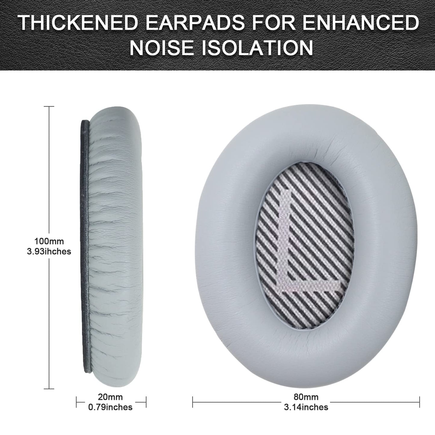 Replacement Ear Pads for Bose QuietComfort 35 35 II 15 25(qc 35 25 15/QC35 ii), Headphone Ear Covers, High Density Memory Cotton, Soft Leather